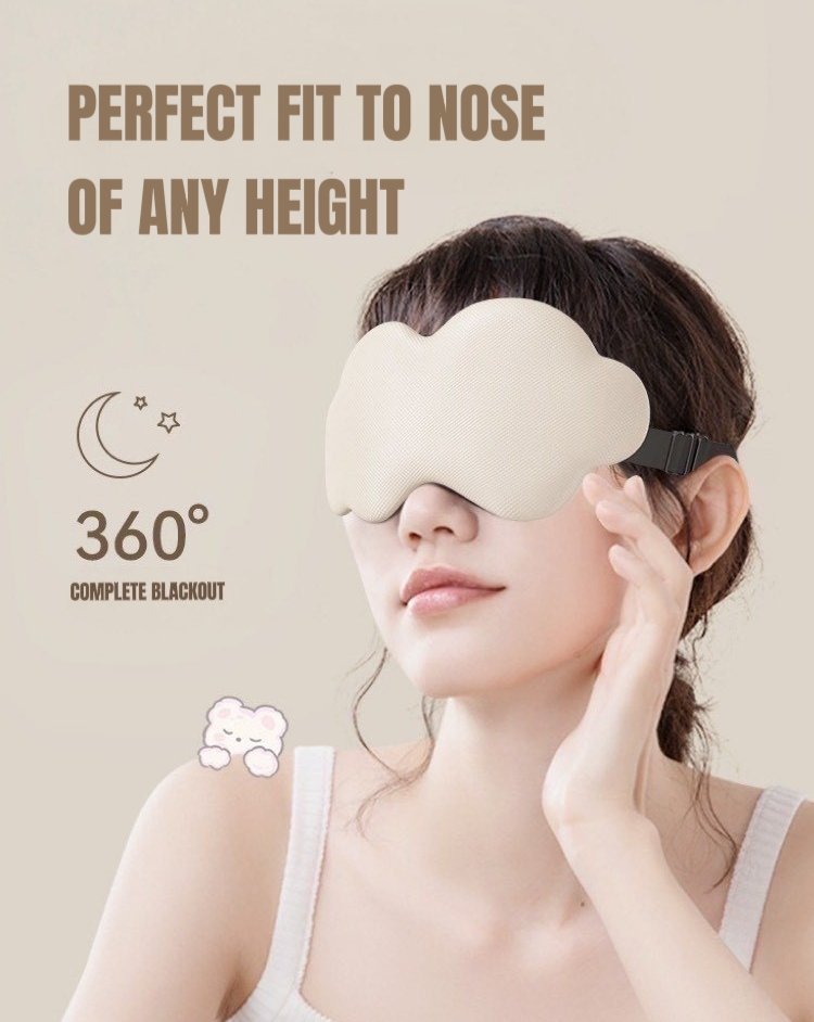3D Contoured Puffy Cute Could Sleep Eye Mask Ultra Lightproof