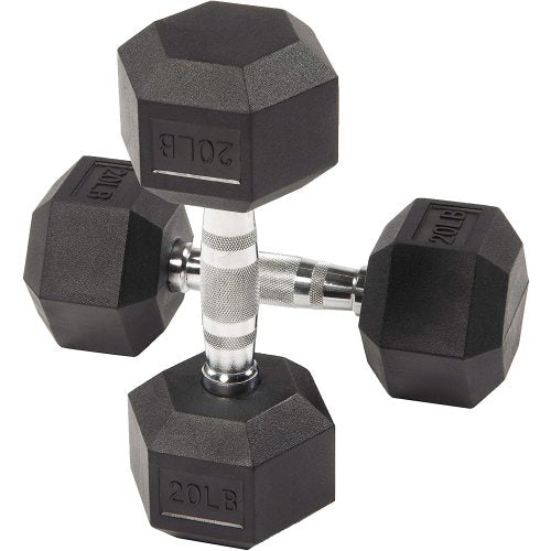BalanceFrom Rubber Encased Hex Dumbbell Single DB20S 30LB